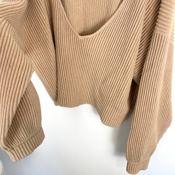 Lunya Cozy Cotton Silk Reversible Ribbed Pullover Sweater In Tranquil Tan XL New - Picture 11 of 16